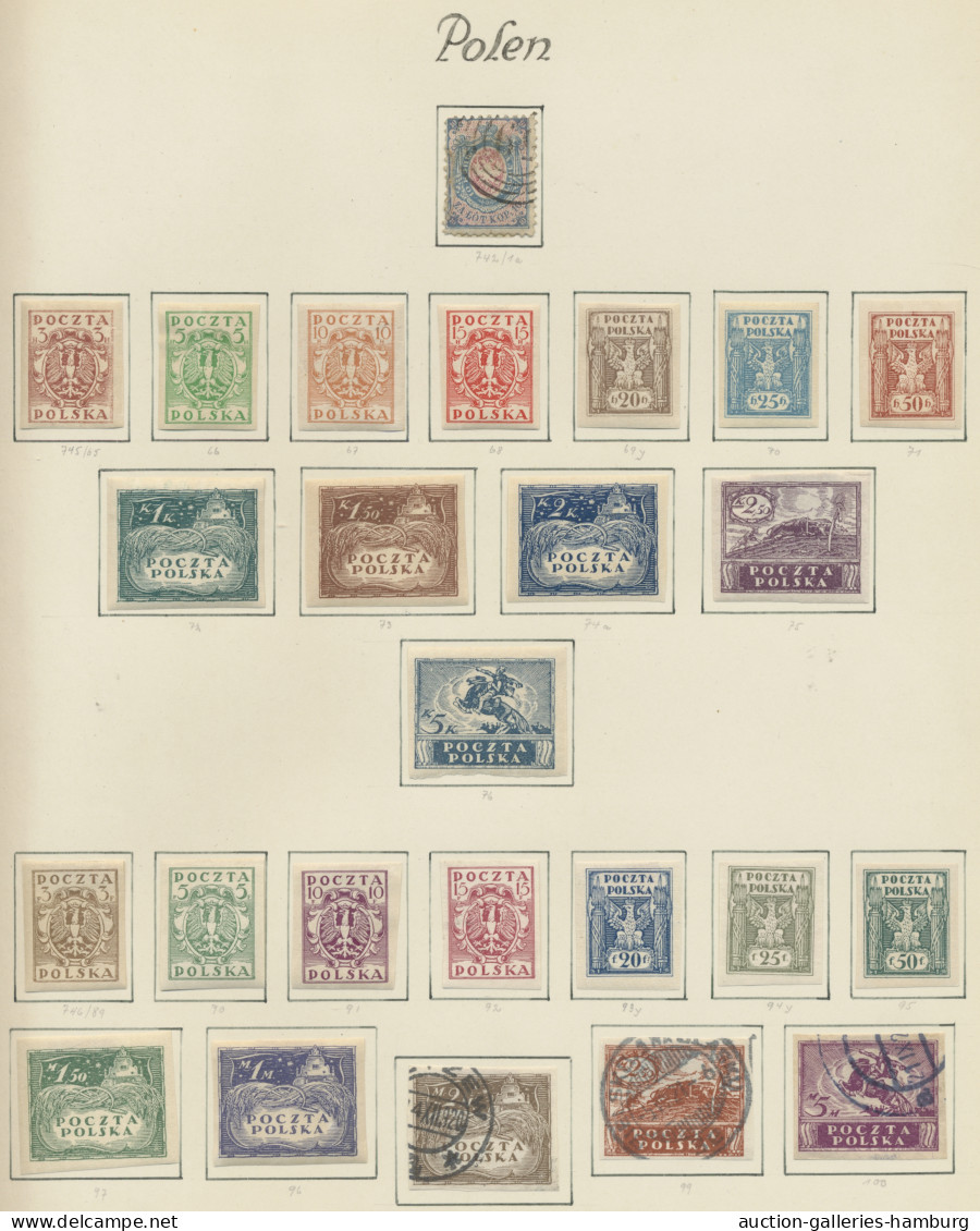 Poland: 1860-1938, Interessante Sammlung */gestempelt Auf Selbstgezeichneten Bor - Used Stamps