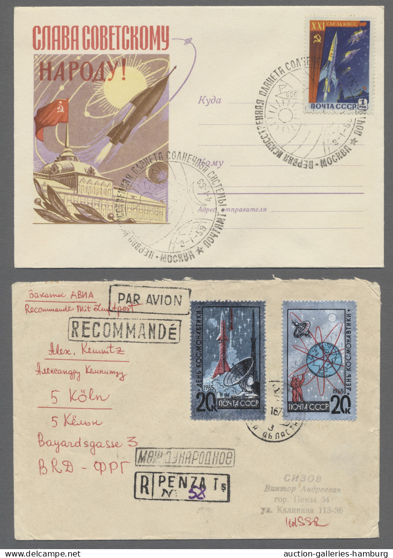 Sowjet Union: 1959-1995, THEMATIK RAUMFAHRT, 77 Belege Mit Raumfahrtbezug, Frank - Lettres & Documents