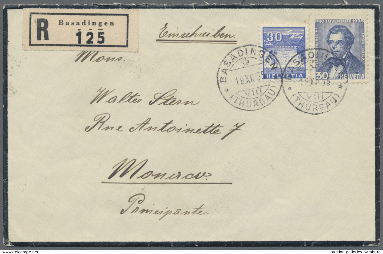 Schweiz: 1930-1960, 136 Briefe Oder Karten Aus Der Schweiz In Das Fürstentum Mon - Collections