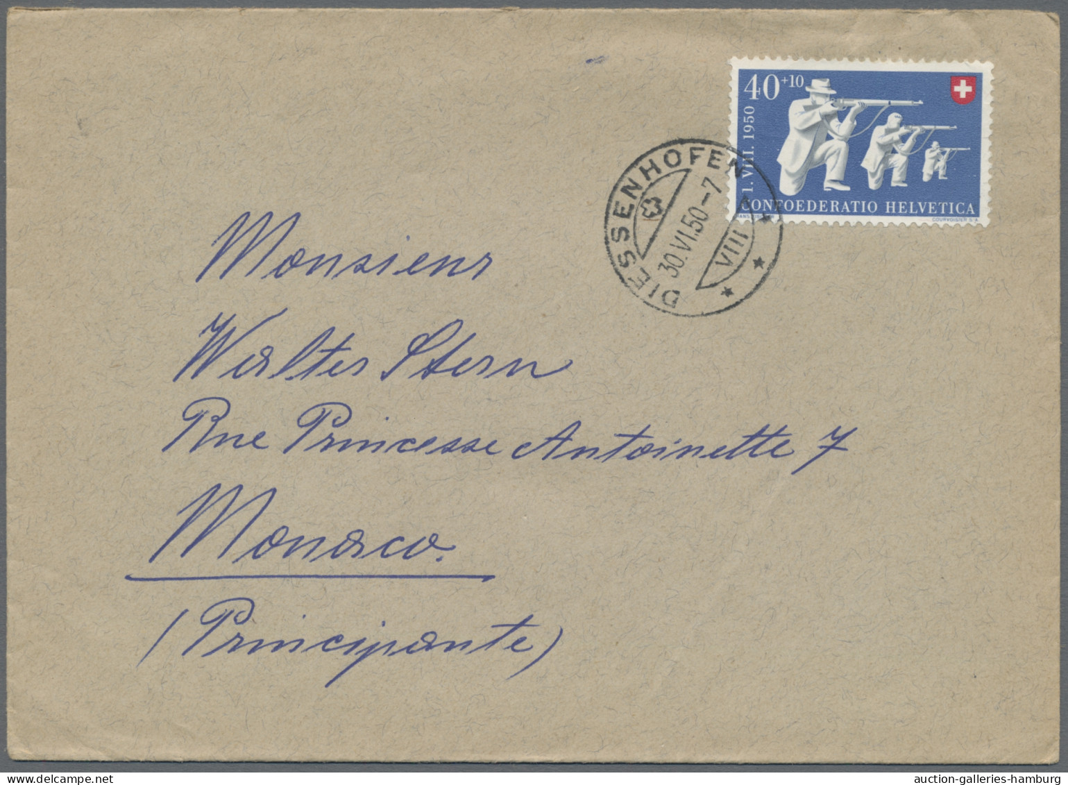 Schweiz: 1930-1960, 136 Briefe Oder Karten Aus Der Schweiz In Das Fürstentum Mon - Collections