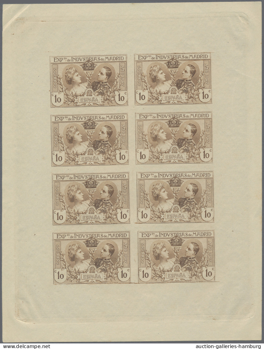 Spain: 1907, Madrid Industrial Exhibition, Set Of 36 Imperforate Colour Proof Mi - Other & Unclassified