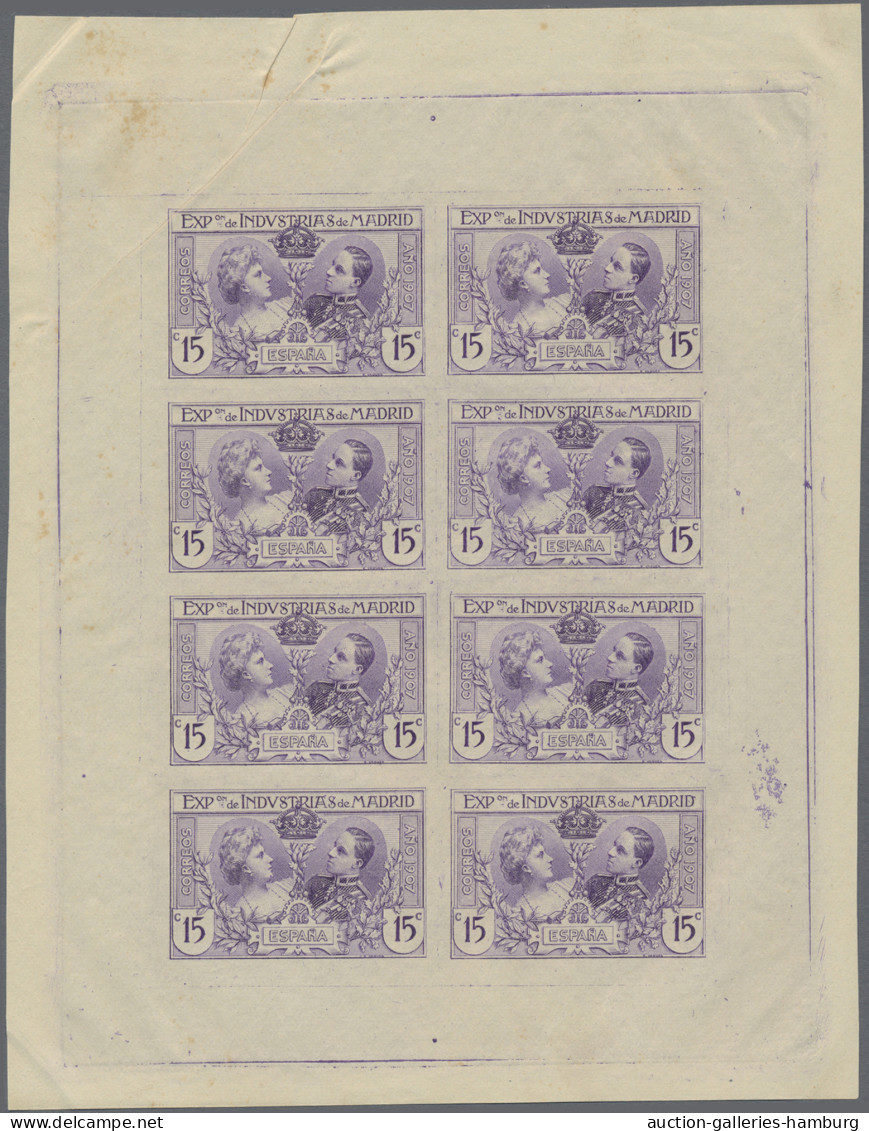 Spain: 1907, Madrid Industrial Exhibition, Set Of 36 Imperforate Colour Proof Mi - Other & Unclassified