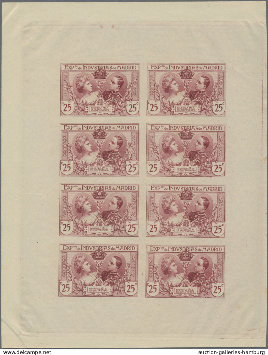 Spain: 1907, Madrid Industrial Exhibition, Set Of 36 Imperforate Colour Proof Mi - Autres & Non Classés