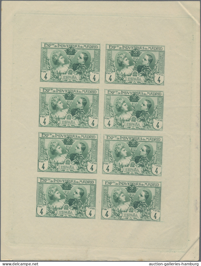 Spain: 1907, Madrid Industrial Exhibition, Set Of 36 Imperforate Colour Proof Mi - Other & Unclassified