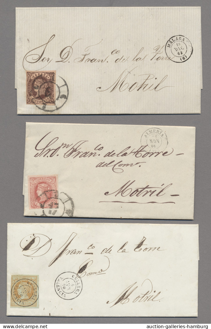 Spain: 1858-1879 (c.), The Remarkable Holding Of Approximately 550 Franked ELs, - Autres & Non Classés