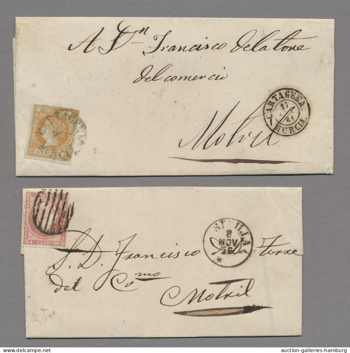 Spain: 1858-1879 (c.), The Remarkable Holding Of Approximately 550 Franked ELs, - Other & Unclassified