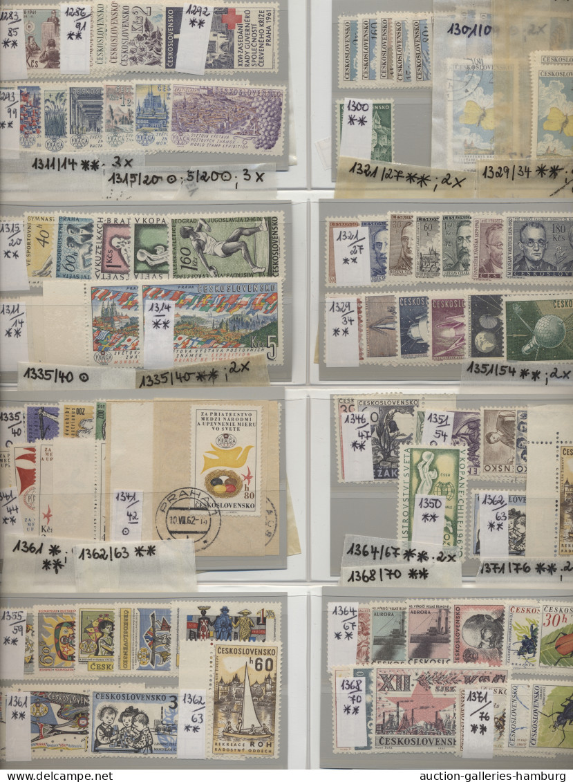 Czechoslowakia: 1918-1987, Zwei Händlerlagerbucher In Ringbindern, Sehr Dicht Ge - Cartas & Documentos
