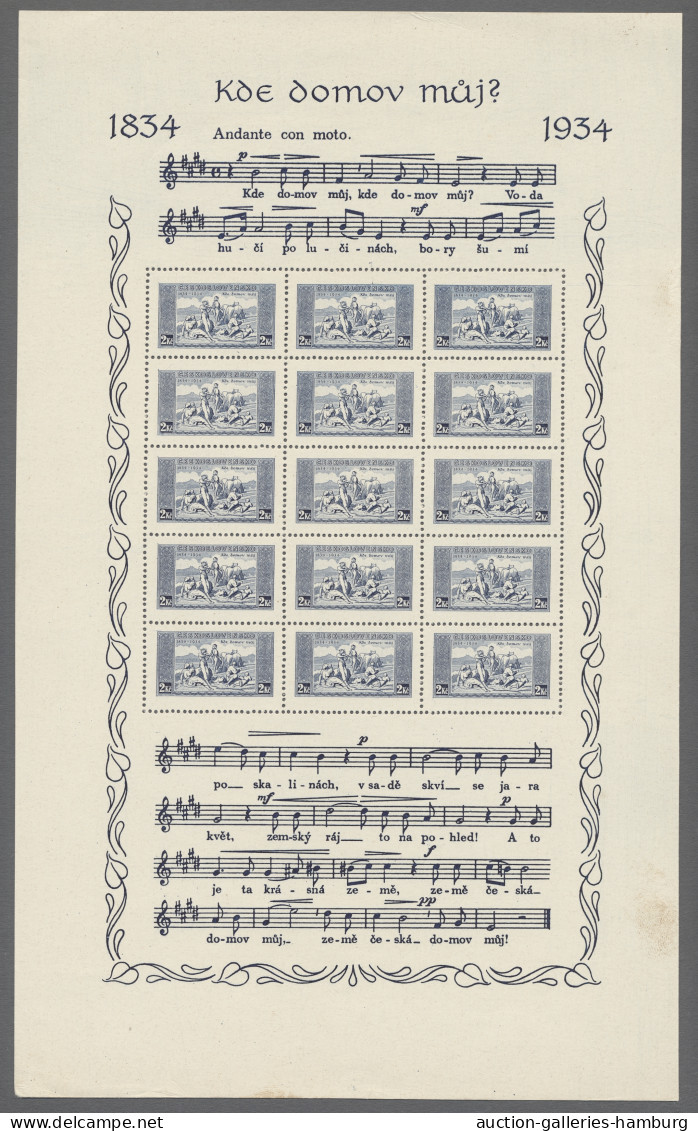 Czechoslowakia: 1934, "100 Jahre Tschechische Nationalhymne"-Schmuckbogenpaar (M - Nuevos