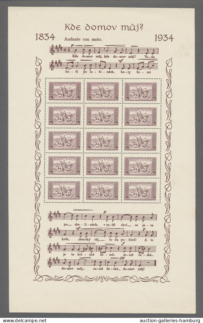 Czechoslowakia: 1934, "100 Jahre Tschechische Nationalhymne"-Schmuckbogenpaar (M - Unused Stamps