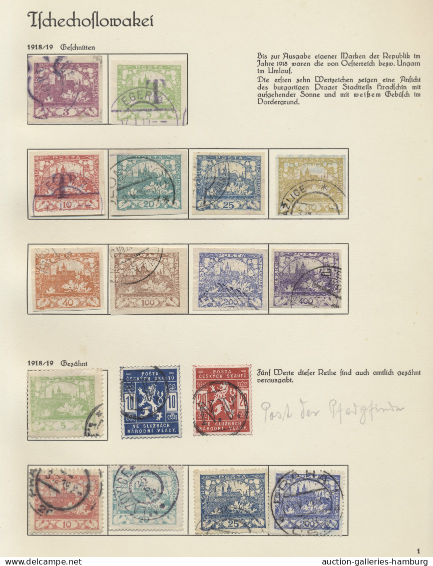 Czechoslowakia: 1918-1940, Ungebrauchte Und Gestempelte Sammlung Auf Albumseiten - Lettres & Documents