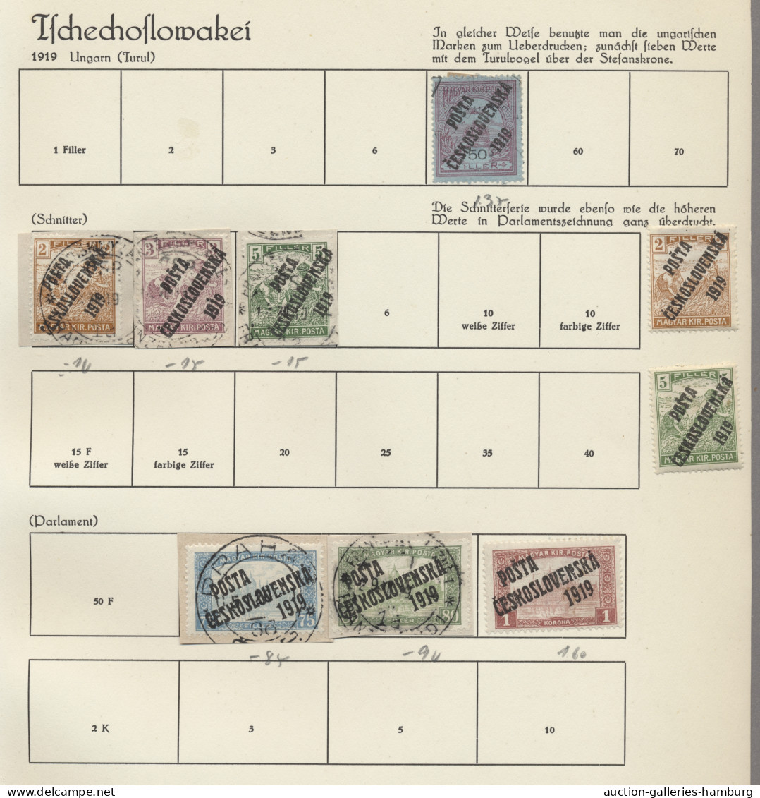 Czechoslowakia: 1918-1940, Ungebrauchte Und Gestempelte Sammlung Auf Albumseiten - Lettres & Documents