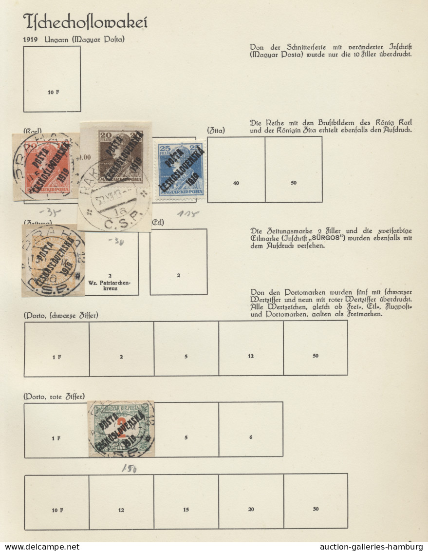 Czechoslowakia: 1918-1940, ungebrauchte und gestempelte Sammlung auf Albumseiten