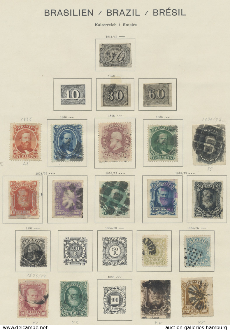 Oversea: 1844-1937 (ca.), Ungebrauchte Und Gestempelte Sammlung In 2 Alten Schau - Sammlungen (im Alben)