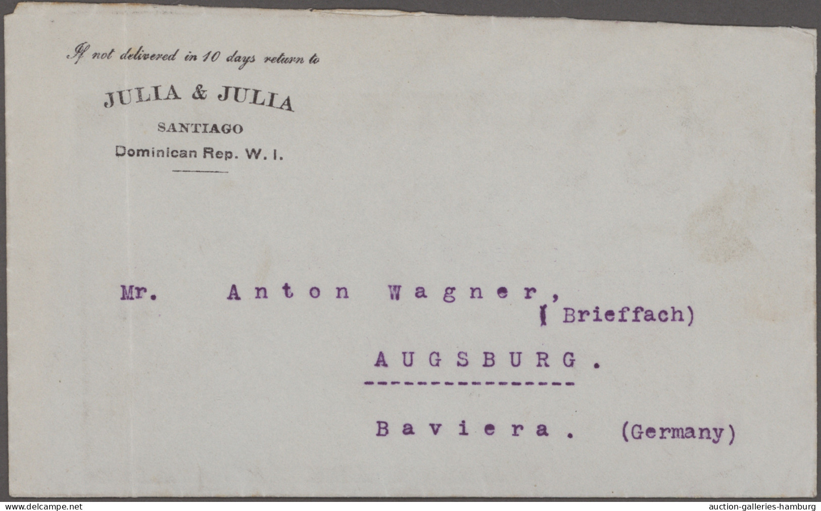 Dominican Republic: 1898/1916, Three Commercial Covers: Coat Of Arms 5c. Blue (M - Dominican Republic