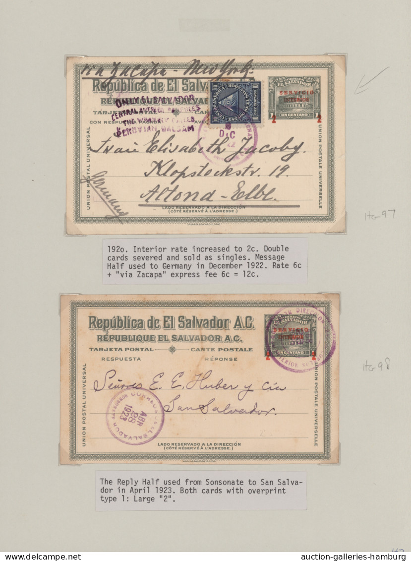 El Salvador - Postal Stationery: 1903/1923, Collection Of 44 Unused And Used Sta - Salvador