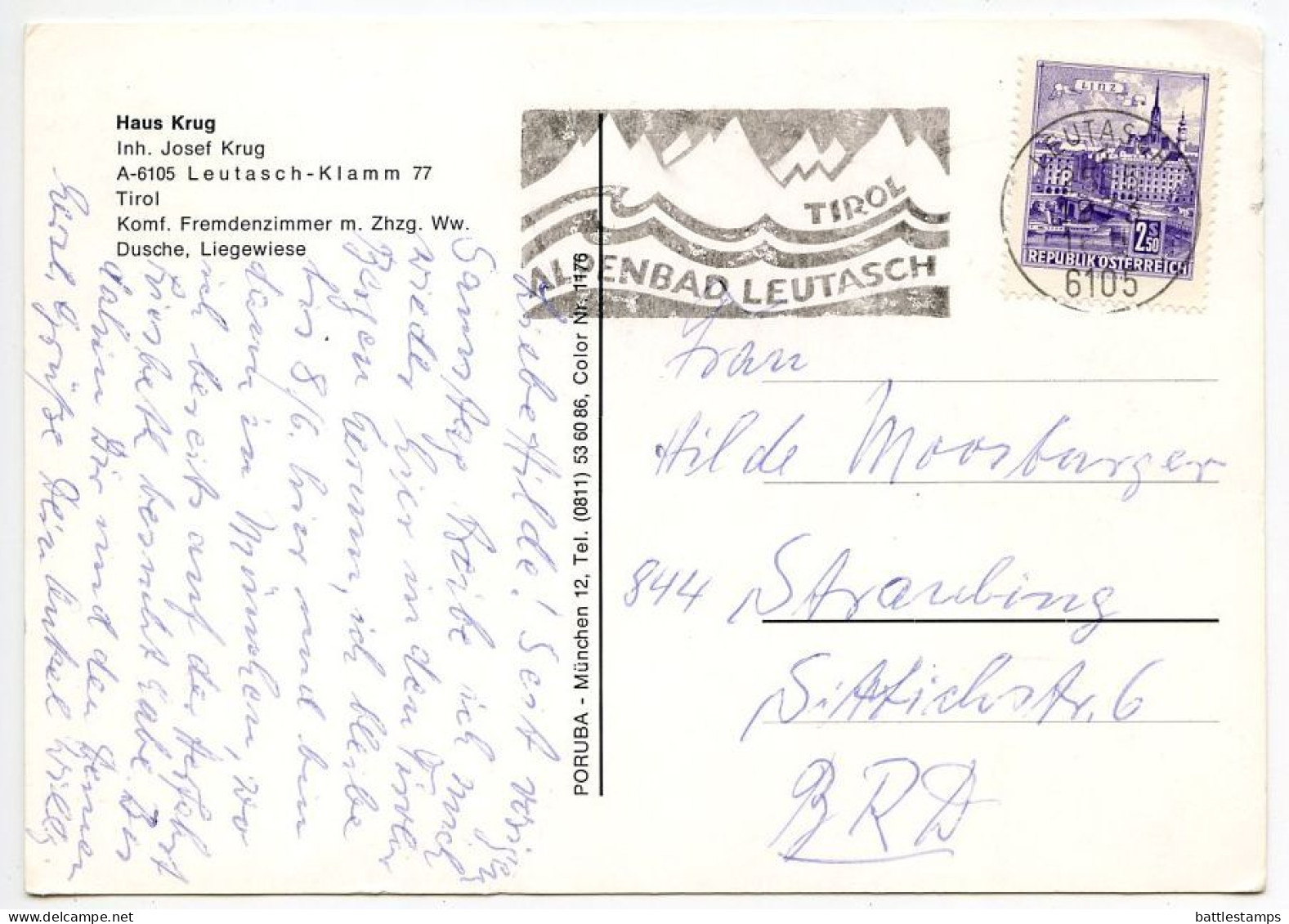 Austria 1973 Postcard Hanus Krug - Leutasch-Klamm, Tirol; 2.50s Danube Bridge, Linz Stamp; Slogan Cancel - Leutasch