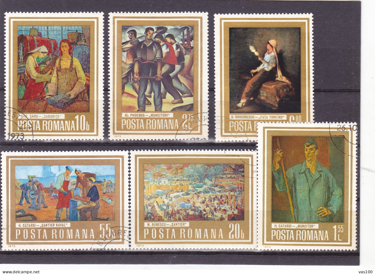 Romania 1973 Workers Industry Trades Crafts Paintings Art 6v,used - Oblitérés