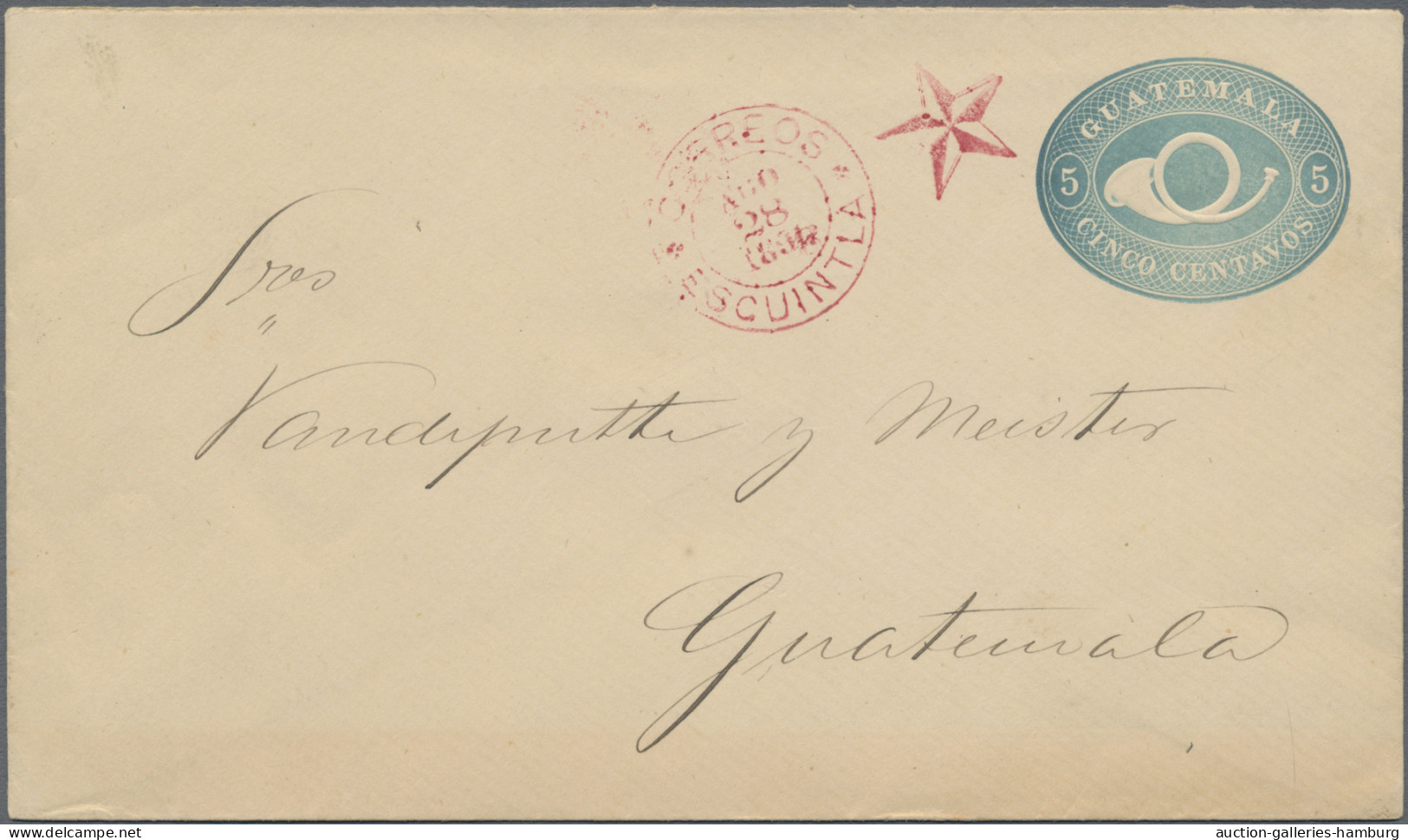 Guatemala - Postal Stationery: 1893/1898, Lot Of Four Commercially Used Envelope - Guatemala