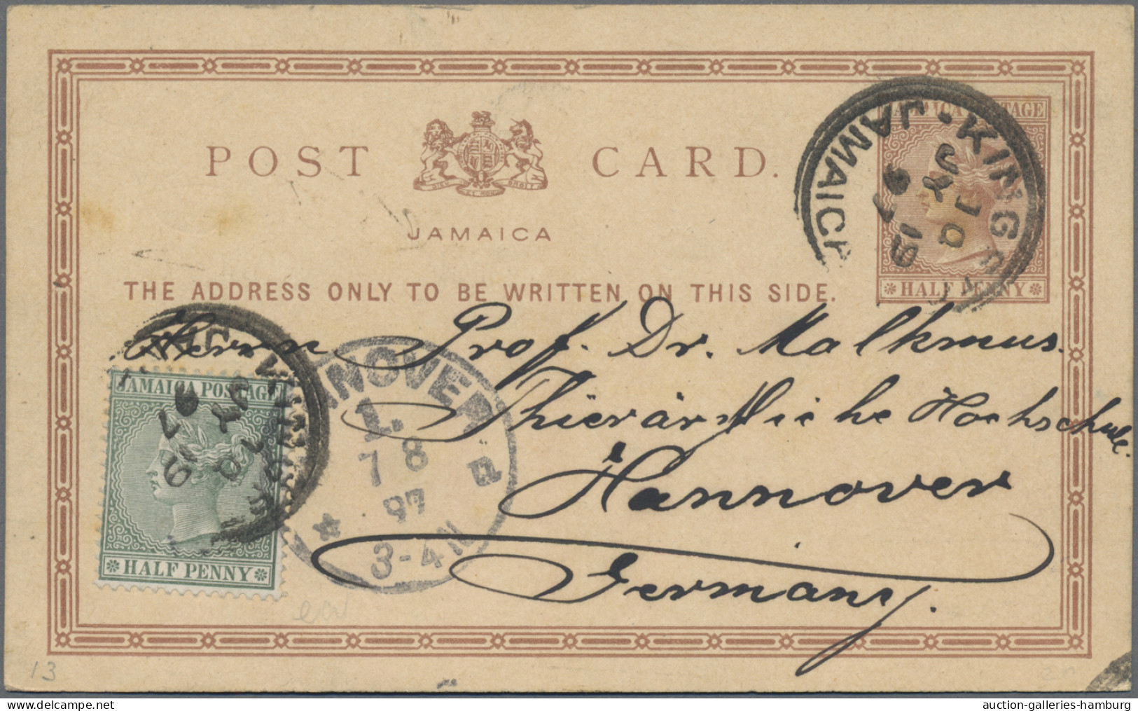 Jamaica: 1877/1904, Six Commercially Used Stationery Cards With Comprehensive Me - Jamaïque (...-1961)