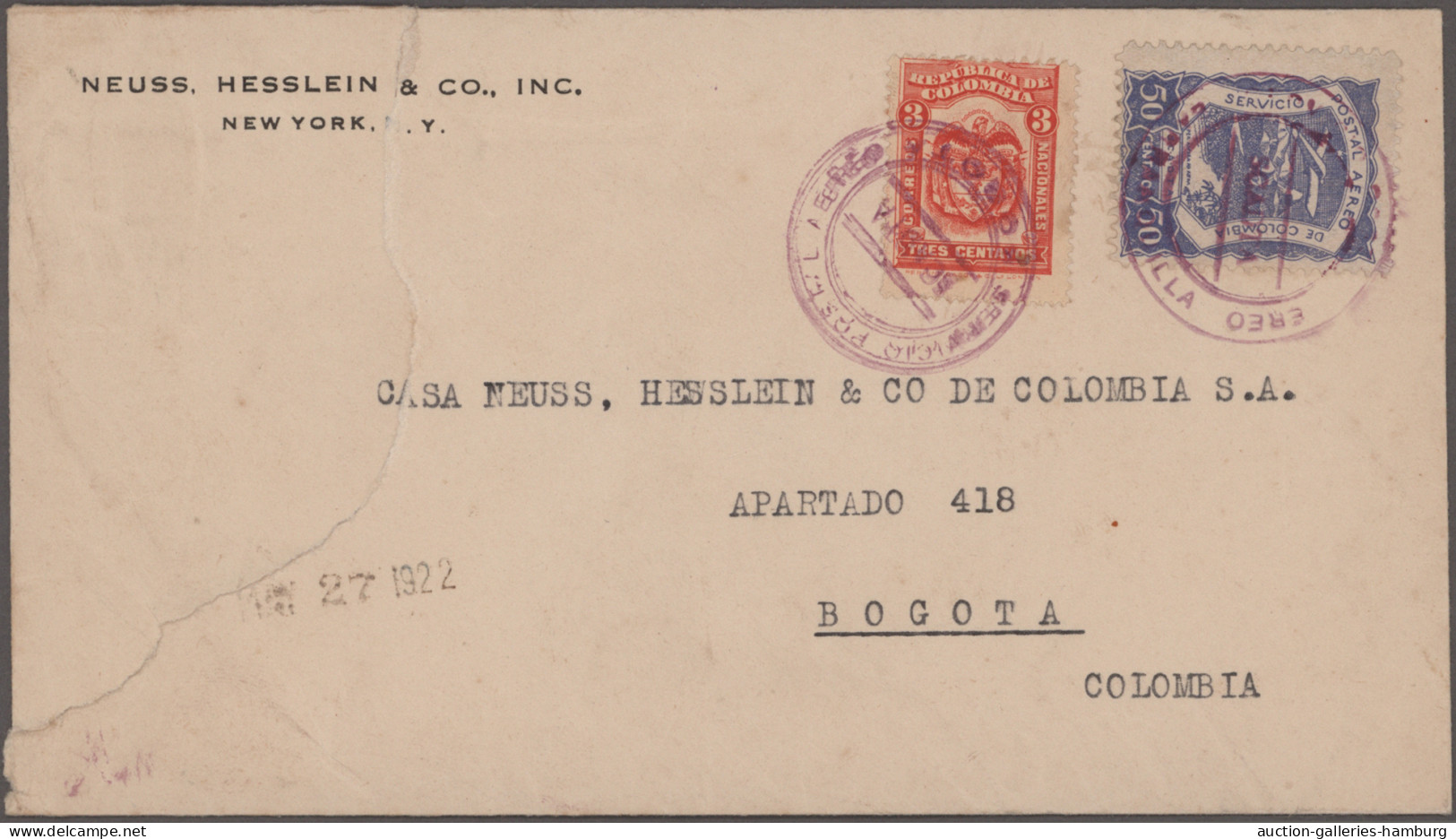 SCADTA - Issue For Columbia: 1922/1925, Lot Of Seven Airmail Covers With Mixed F - Colombia