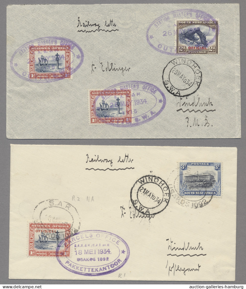 South West Africa - post marks: 1916-1985, BAHNPOSTBELEGE, über 100 Stück, davon