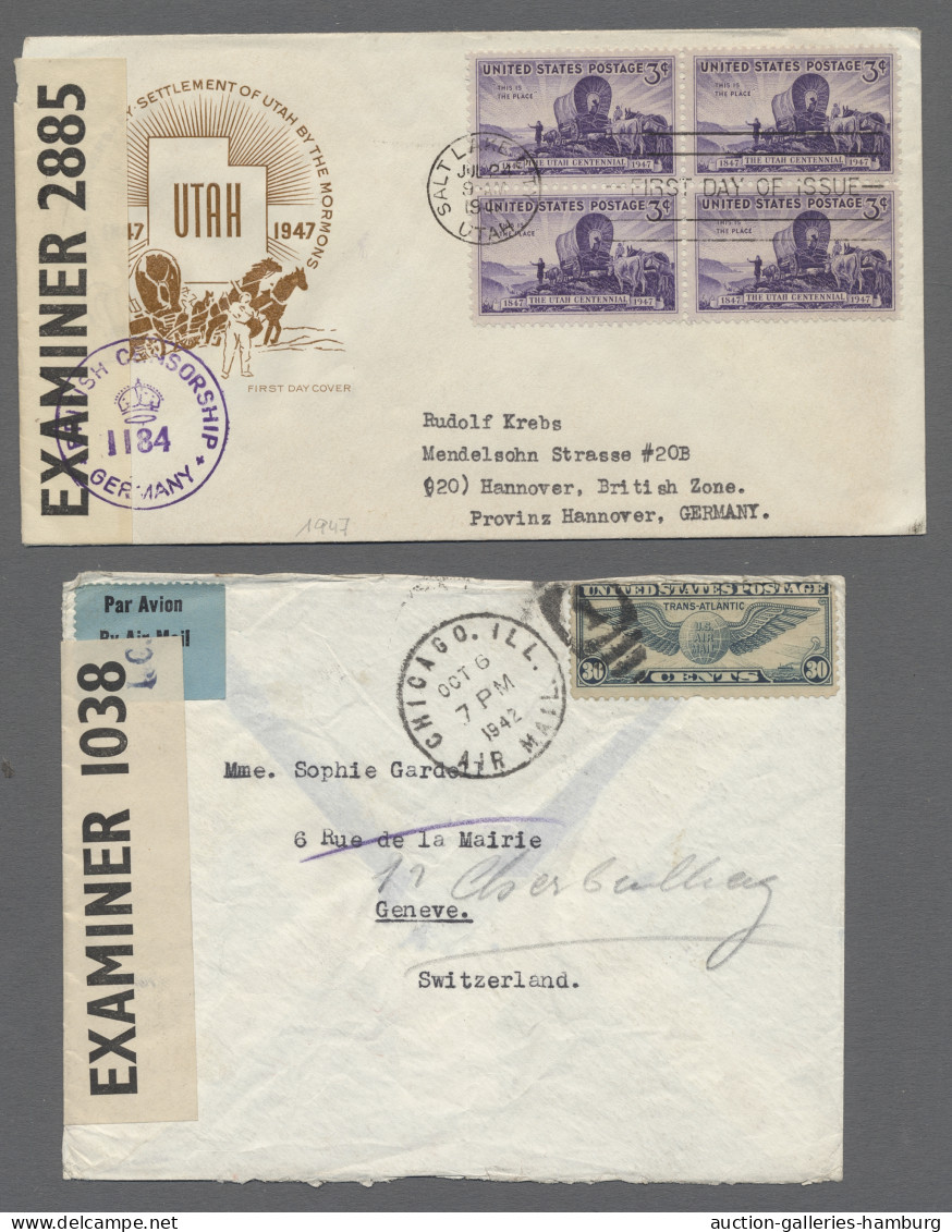 United States: 1908-1990, Partie Von Etwa 170 Belegen Mit U.a. Frankierten Ansic - Lettres & Documents