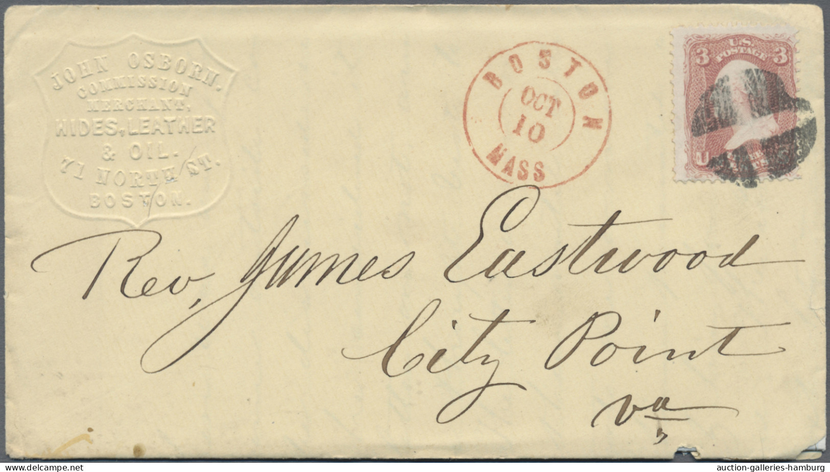 United States: 1864/1883, Group Of Six Covers, E.g. Blue Rimless "BALTIMORE", Bl - Lettres & Documents