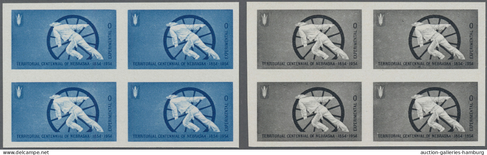 United States Of America: 1954, Nebraska Test Stamps, Design "Frontier Man Pushe - Otros