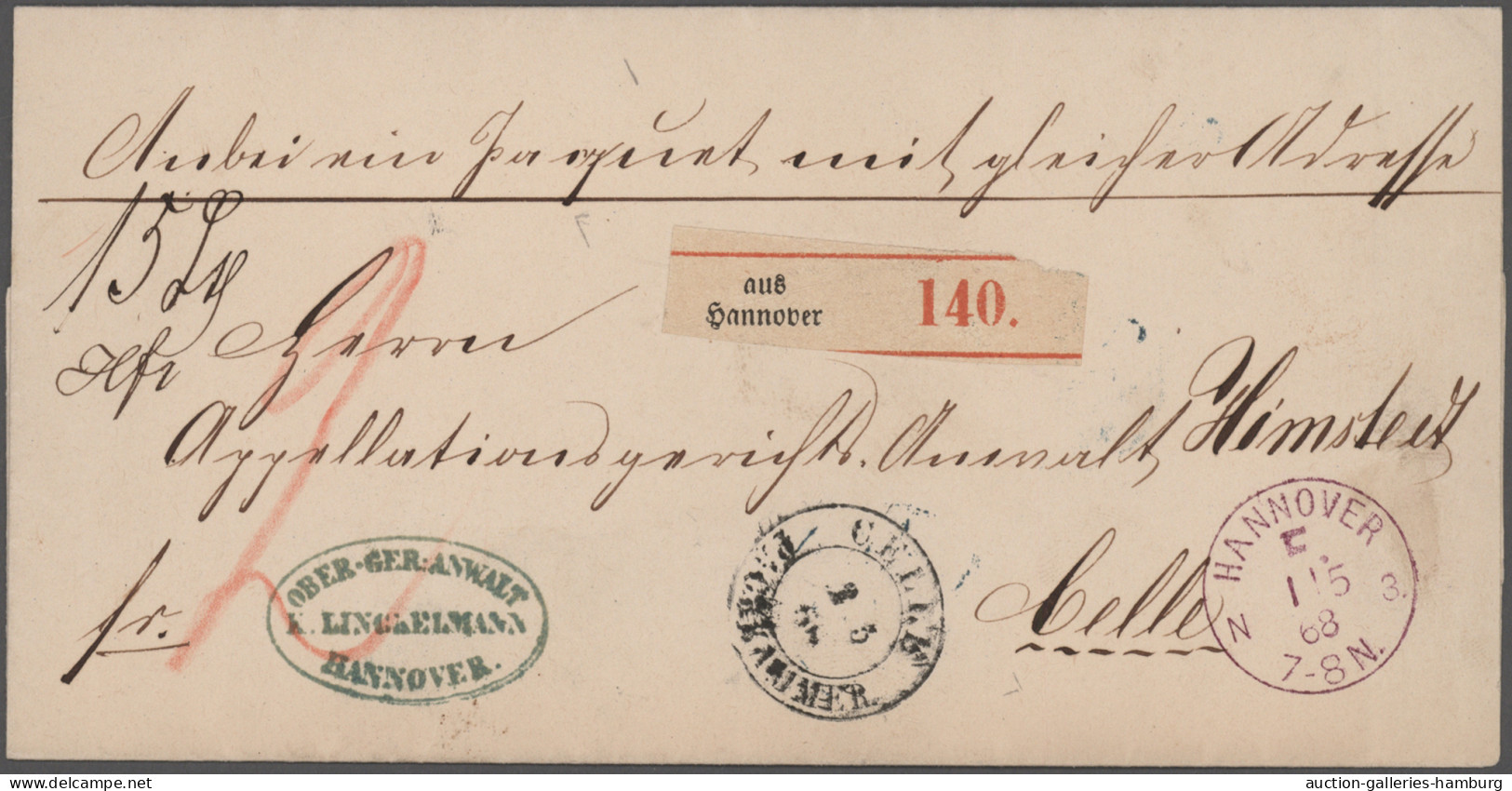 Heimat: Niedersachsen: 1740-1917, CELLE, Sammlung von 28 Briefen und Karten in n