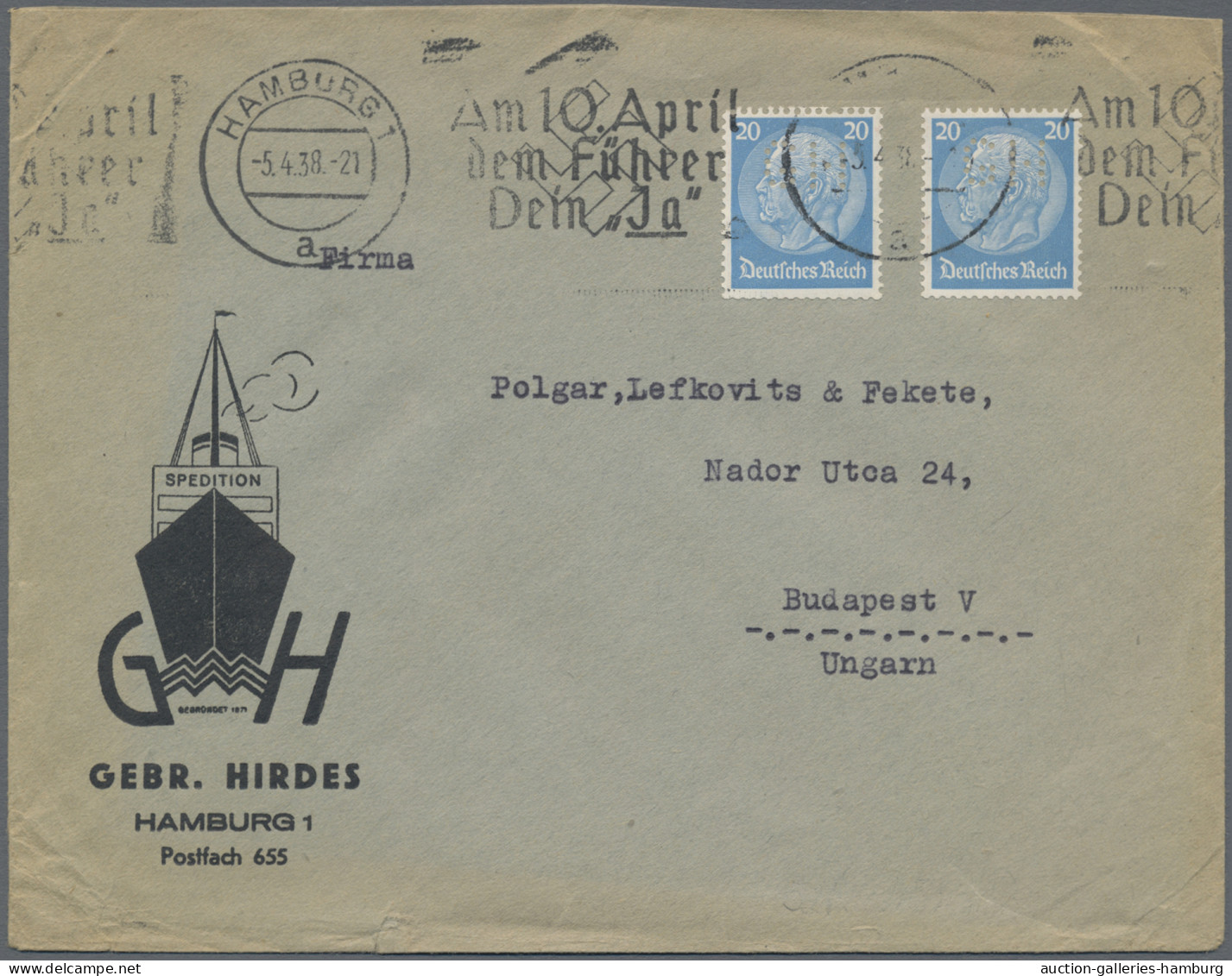 Thematics: Perfins: 1897/1938, Partie Von Elf Briefen Und Karten, Dabei Zweimal - Non Classés