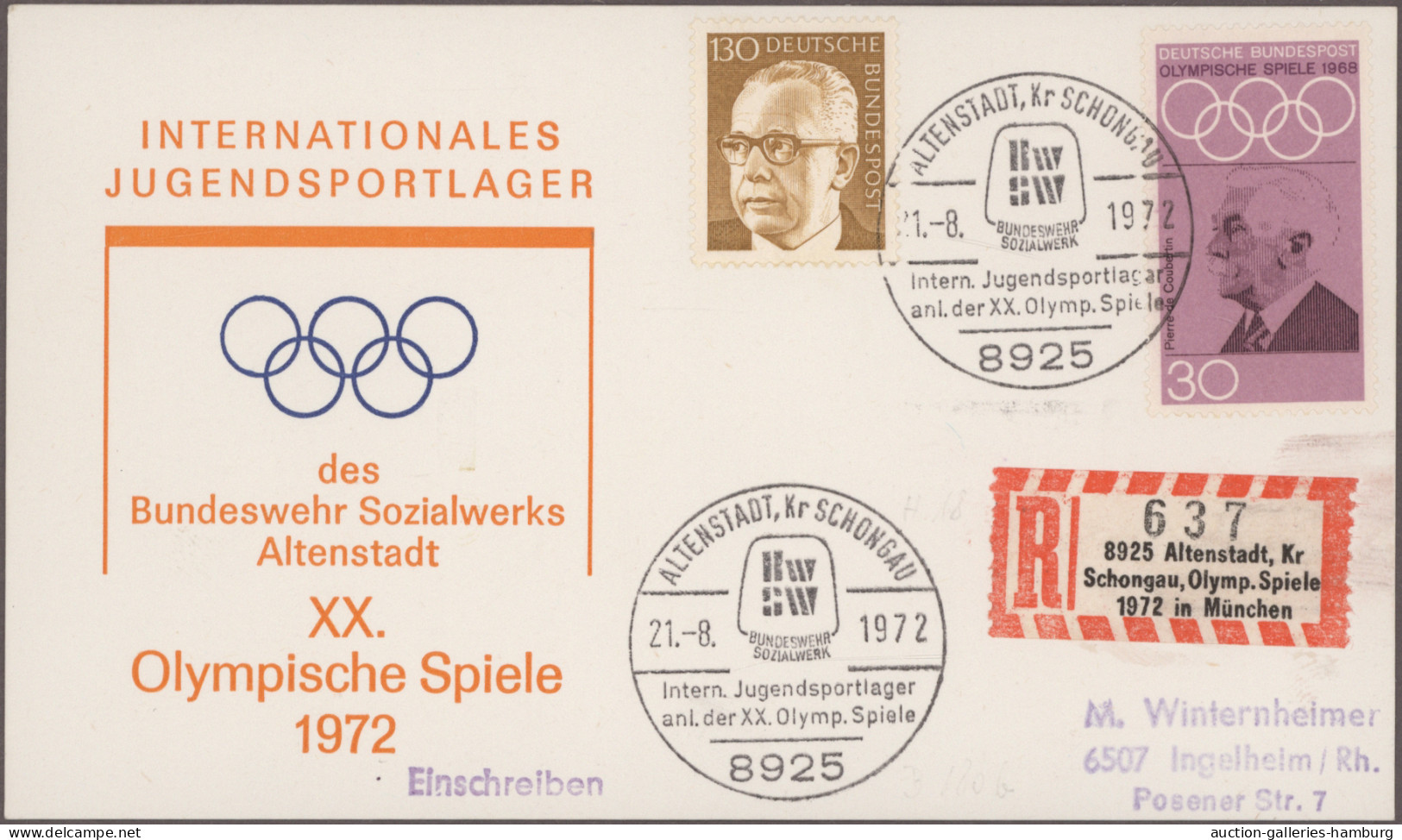 Thematics: Olympic Games: 1972, München, vielseitige Partie von ca. 150 Briefen