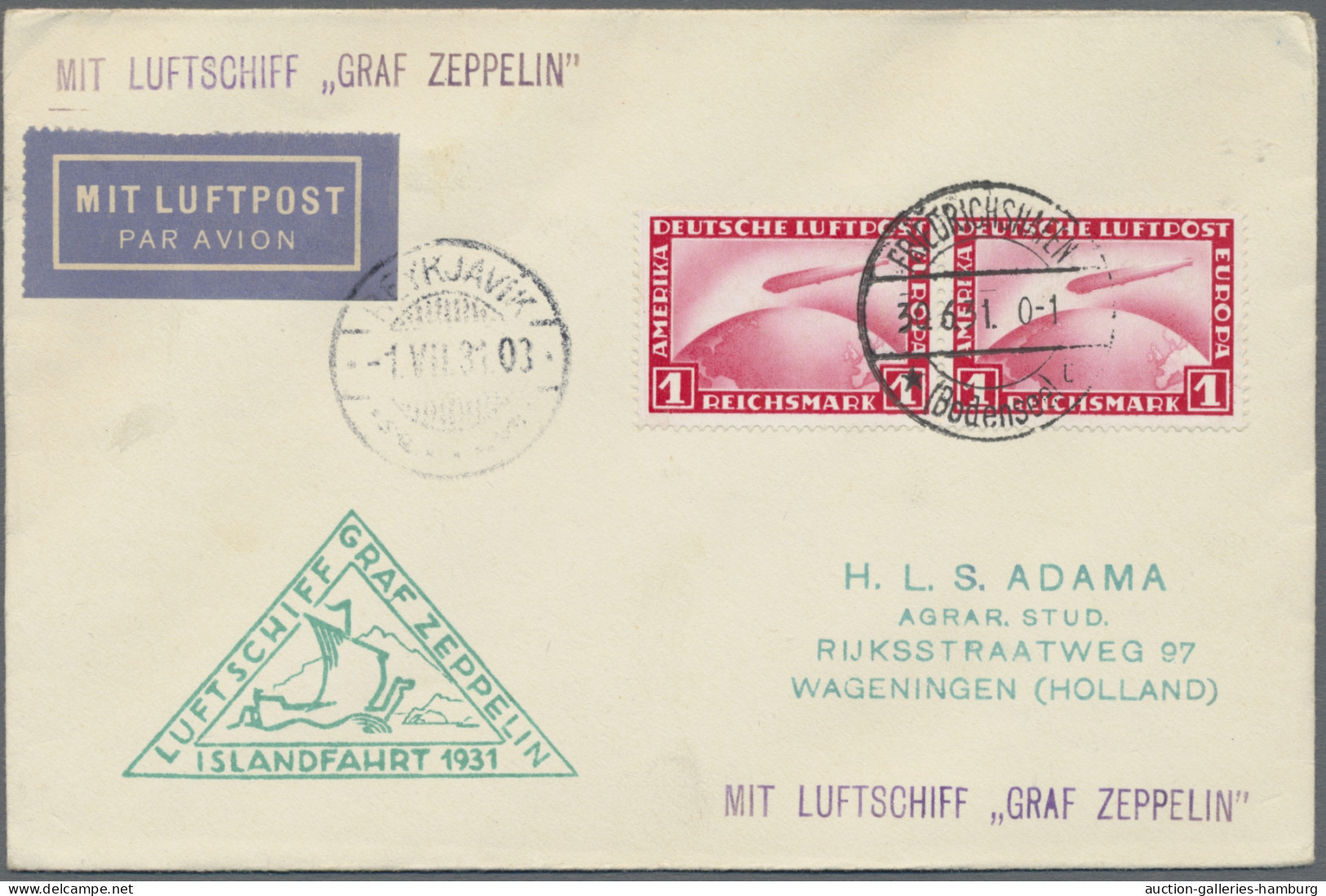 Zeppelin Mail - Germany: 1912-1939, Sammlung von 52 überwiegend Zeppelinbelegen