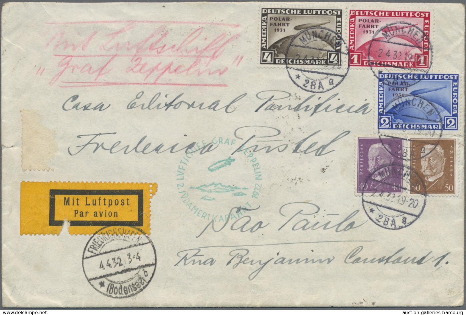 Zeppelin Mail - Germany: 1912-1939, Sammlung von 52 überwiegend Zeppelinbelegen