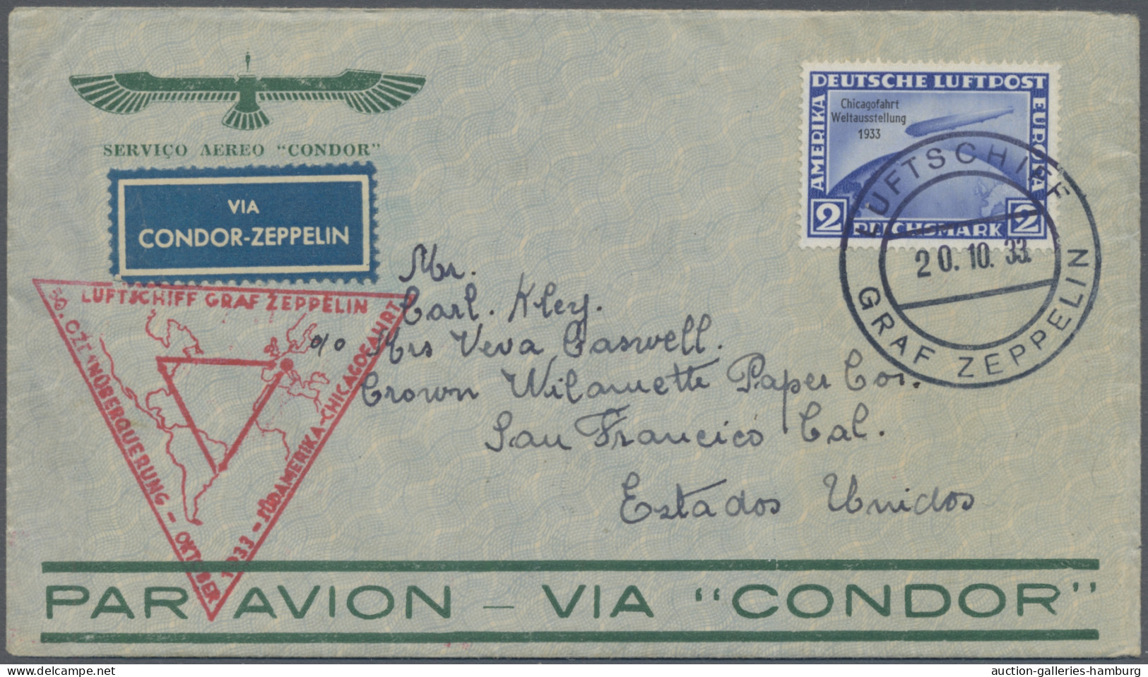Zeppelin Mail - Germany: 1912-1939, Sammlung von 52 überwiegend Zeppelinbelegen
