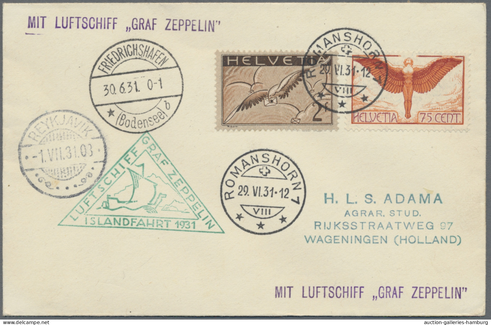 Zeppelin Mail - Germany: 1912-1939, Sammlung von 52 überwiegend Zeppelinbelegen