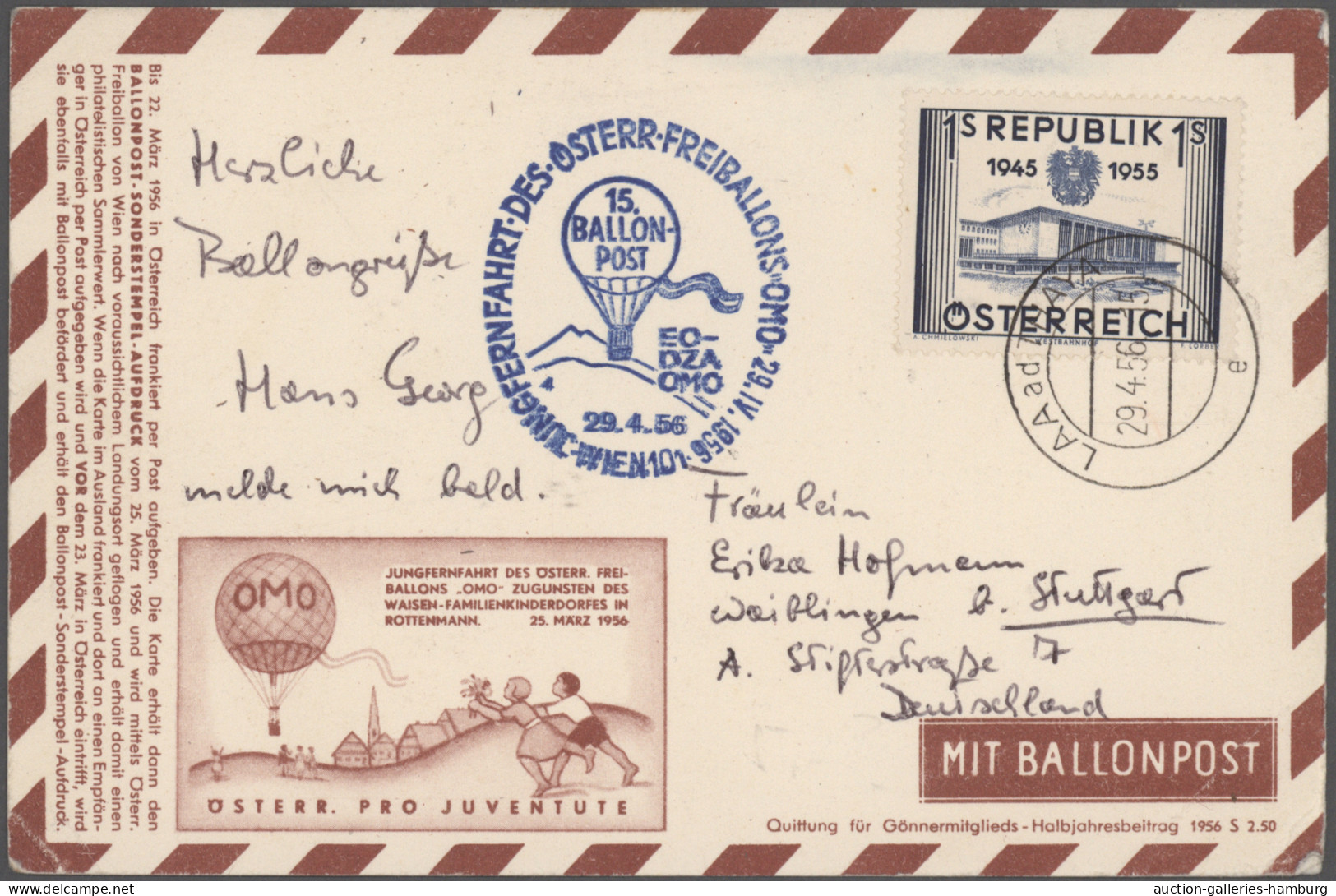 Balloon Mail: 1912/1964, Deutsche/Österreichische Ballonpost, Partie Von 16 Bele - Montgolfières