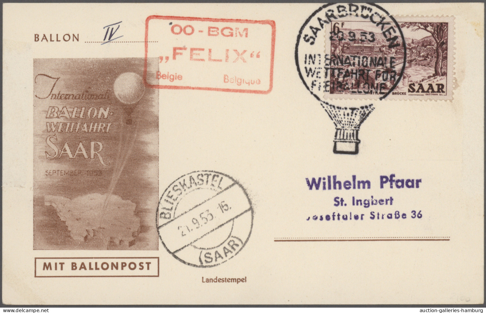 Balloon Mail: 1912/1964, Deutsche/Österreichische Ballonpost, Partie Von 16 Bele - Montgolfières