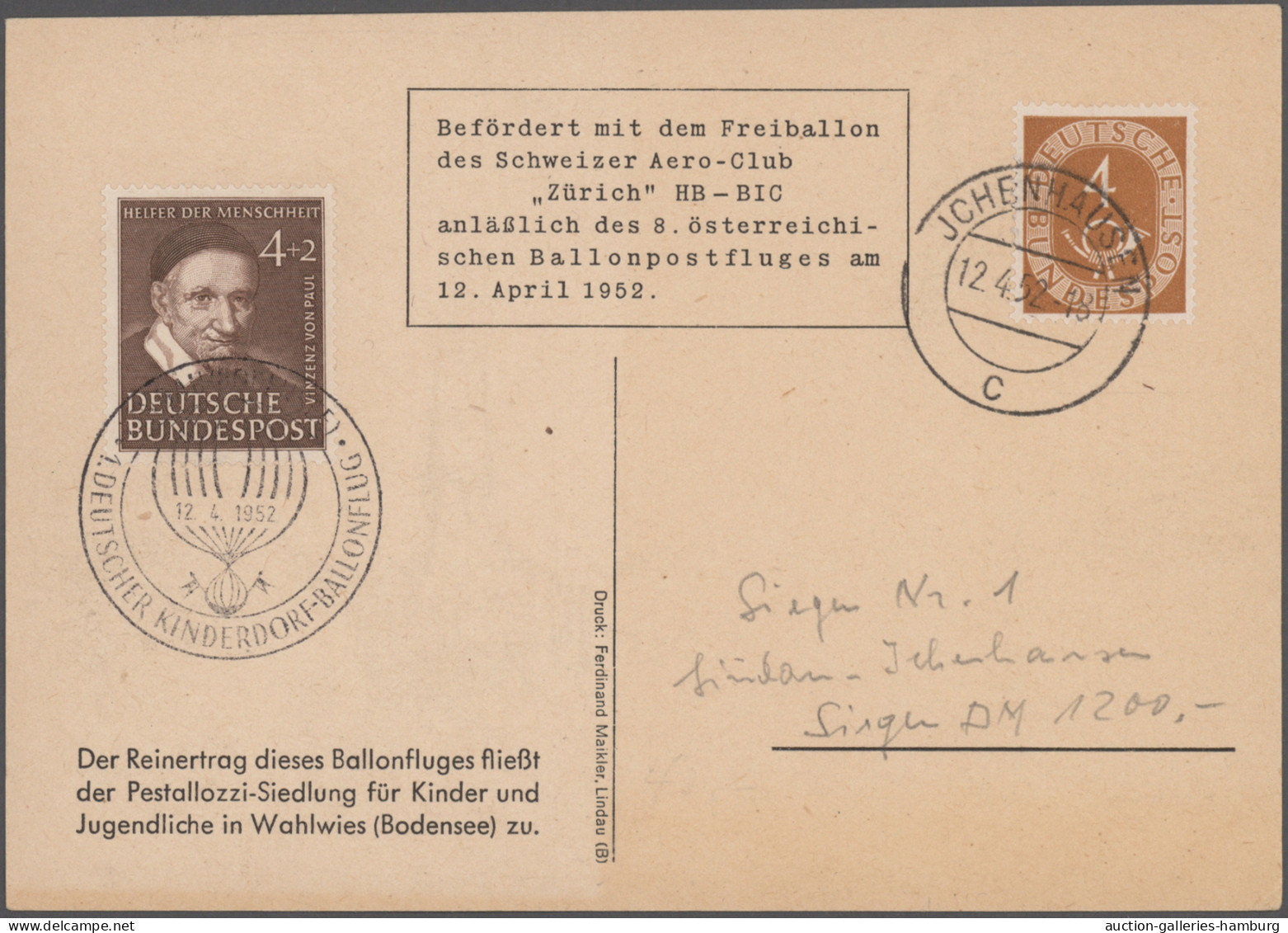 Balloon Mail: 1912/1964, Deutsche/Österreichische Ballonpost, Partie Von 16 Bele - Airships