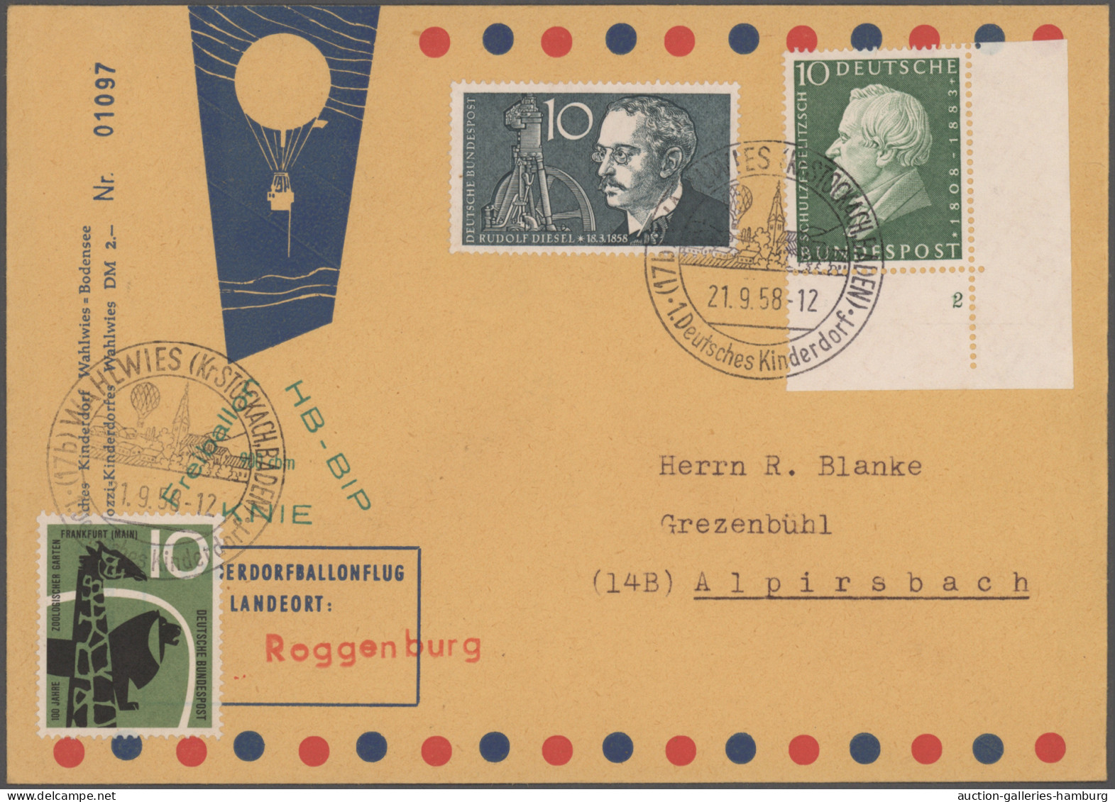 Balloon Mail: 1912/1964, Deutsche/Österreichische Ballonpost, Partie Von 16 Bele - Montgolfières