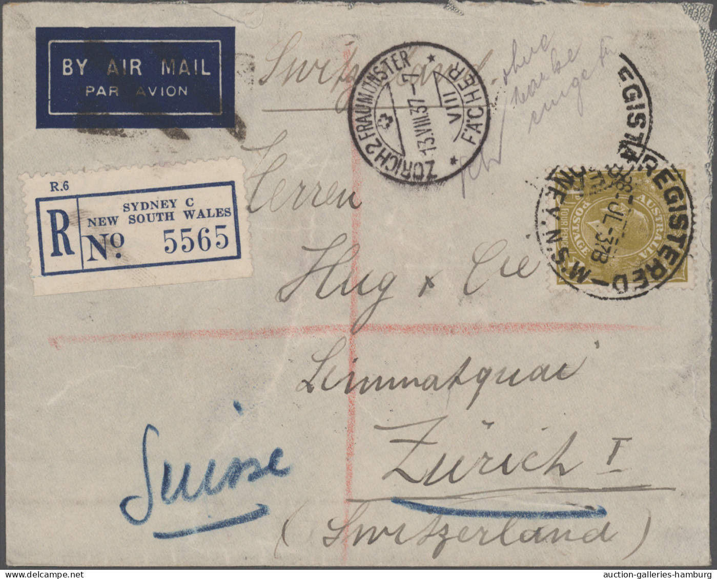 Desaster Mail: 1936/1955 (ca.), Australia, lot of ten covers which were damaged