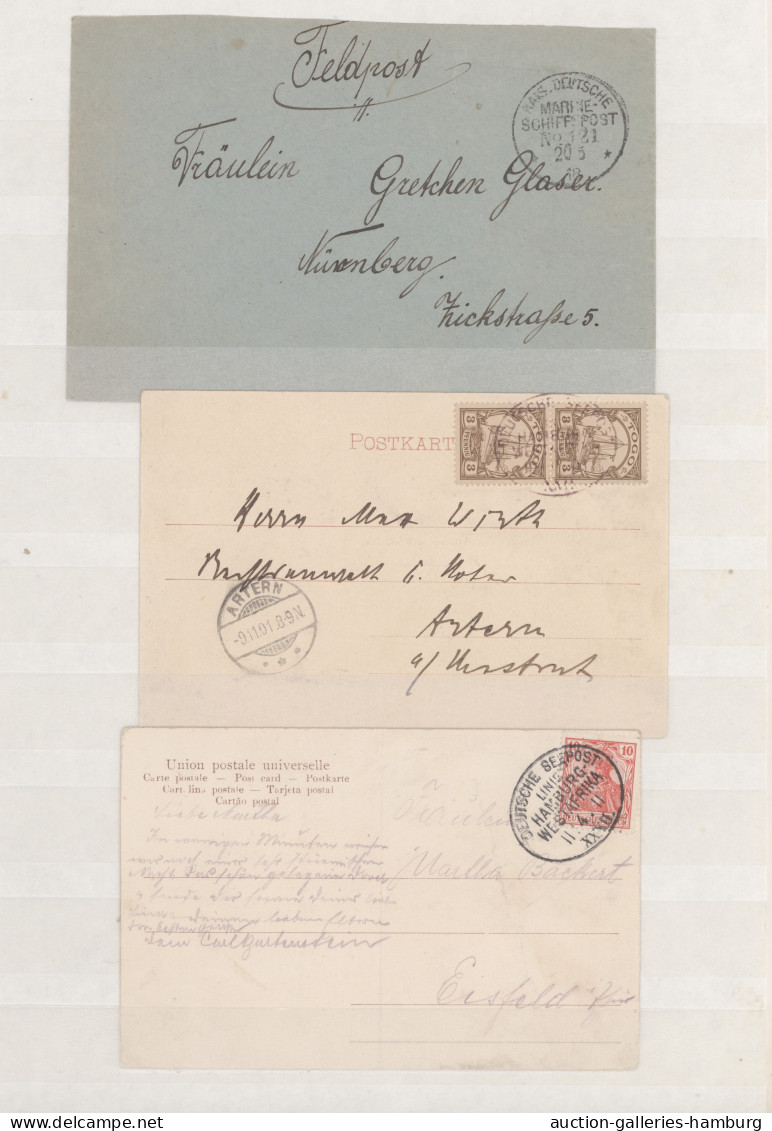 Shipsmail - Germany: 1900/1934 (ca.), Nette Partie Mit Zehn Belegen Und Einigen - Collections