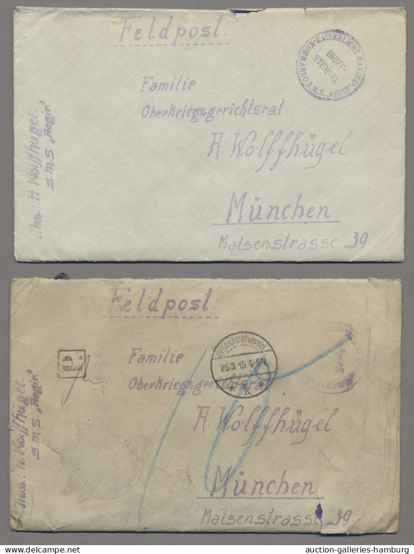 German Ship Post - Marine: ÄGIR; 1915, Partie Von 26 Belegen Aus Einer Korrespon - Otros & Sin Clasificación