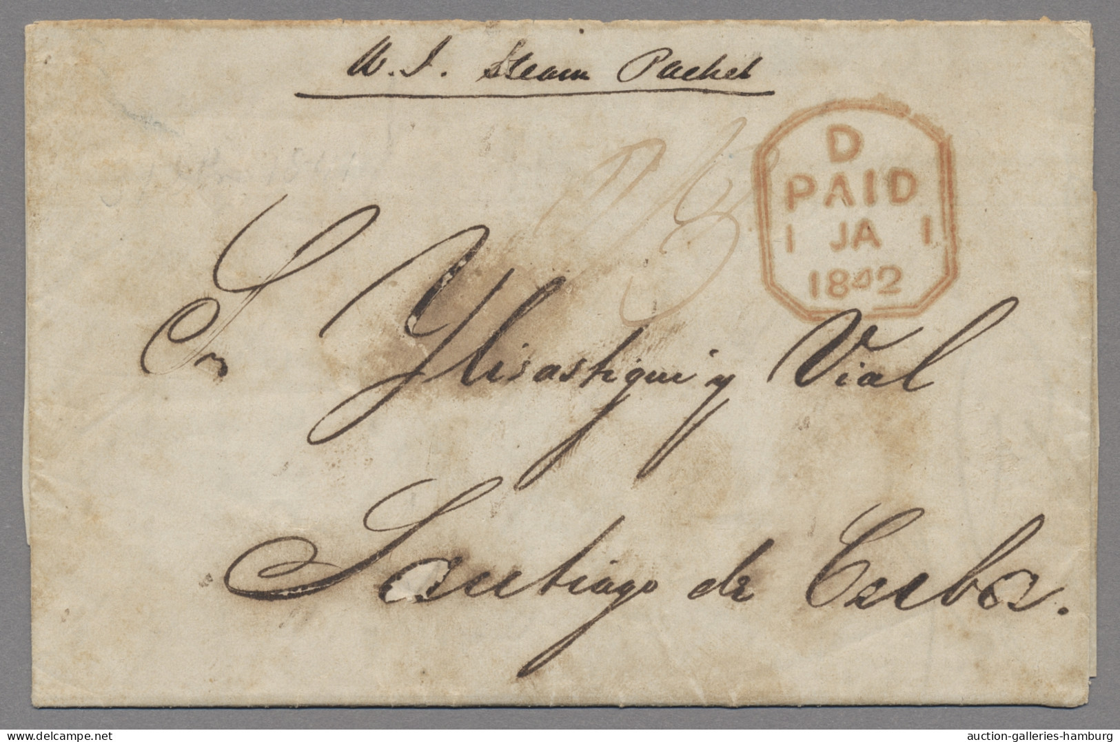 Transatlantikmail: Um 1860, Neun Briefe, Neben USA Auch Puerto Rico, Panama, Ver - Autres - Europe