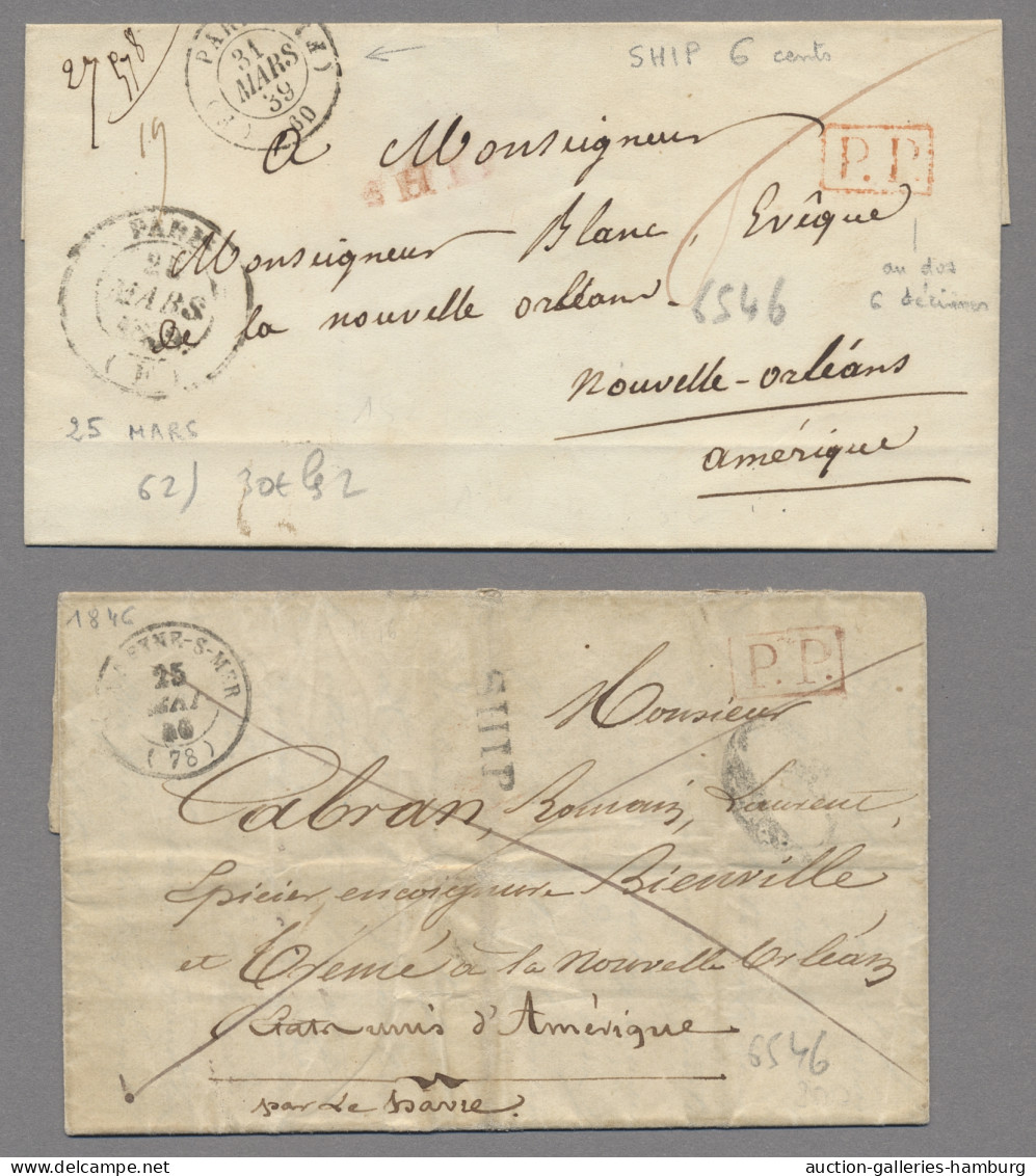 Transatlantikmail: Um 1860, Neun Briefe, Neben USA Auch Puerto Rico, Panama, Ver - Autres - Europe