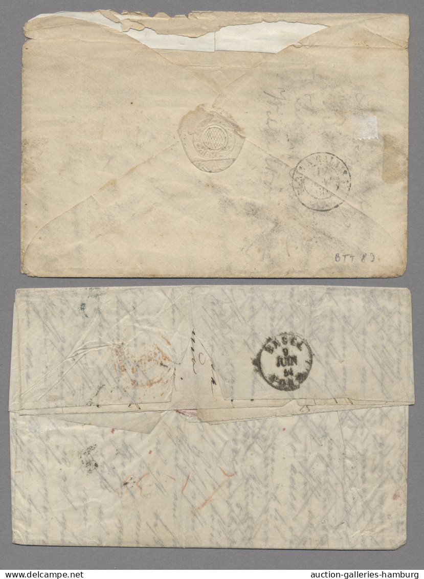 Transatlantikmail: Um 1860, neun Briefe, neben USA auch Puerto Rico, Panama, Ver