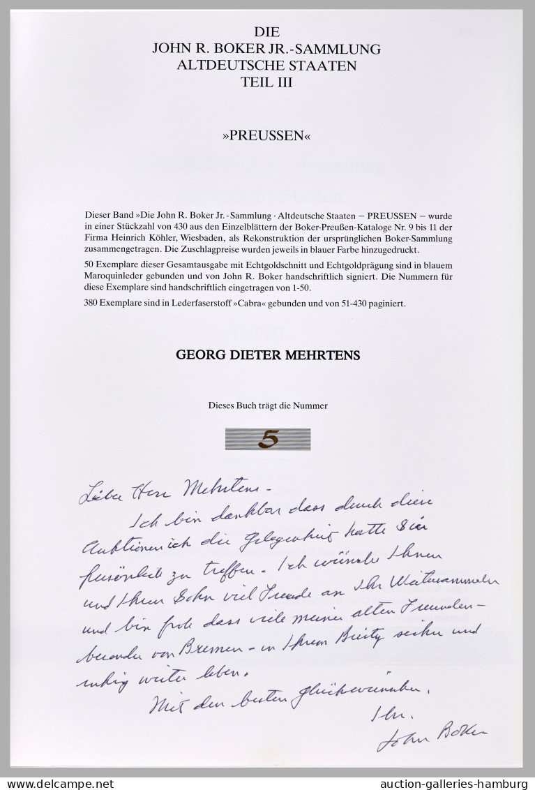 Philatelistische Literatur - Allgemeines - Bibliographien: Die JOHN R. BOKER, JR - Other & Unclassified