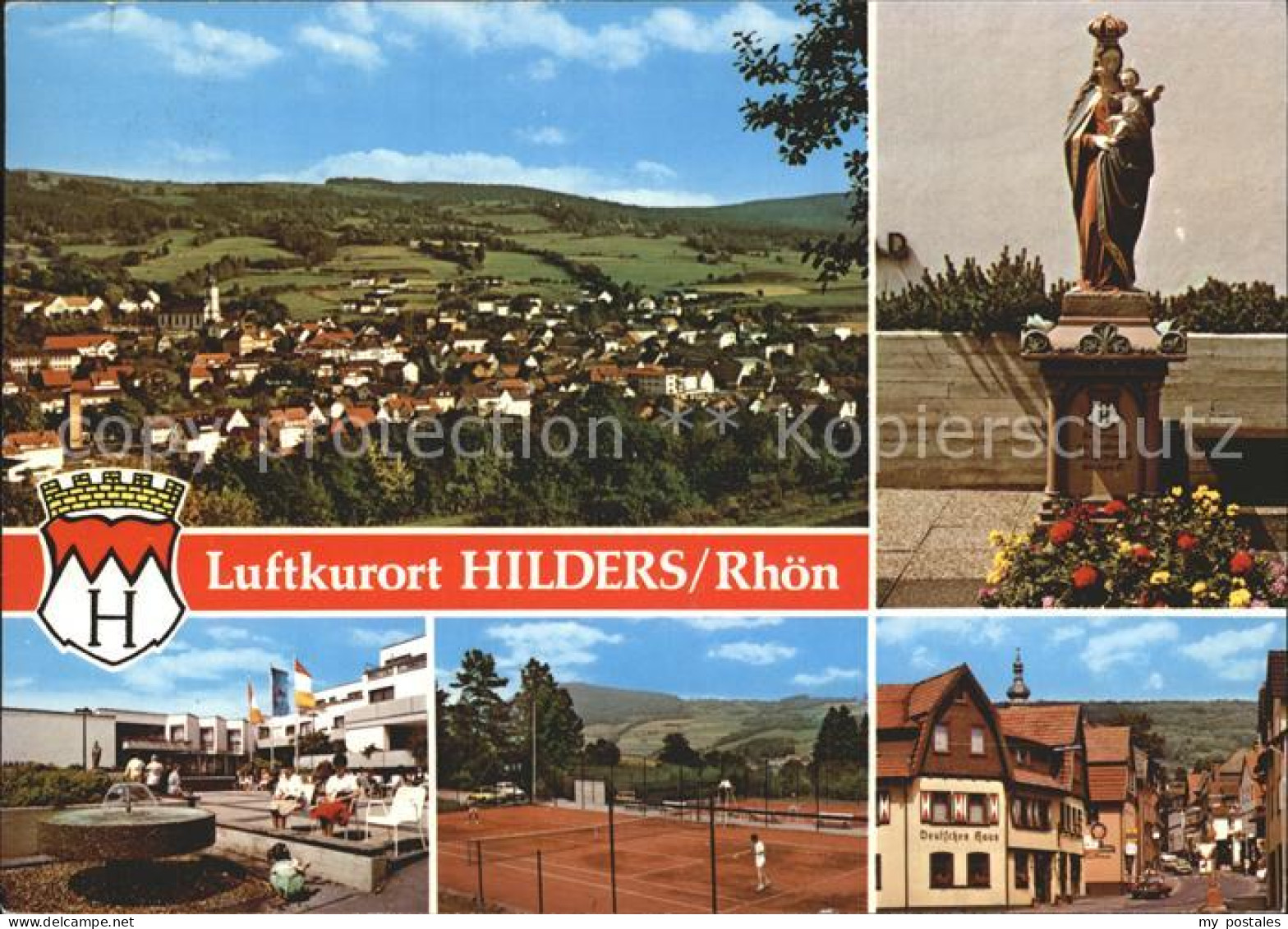 72394526 Hilders Rhoen Gesamtansicht Luftkurort Haupstrasse Tennisplatz Heiligen - Hilders