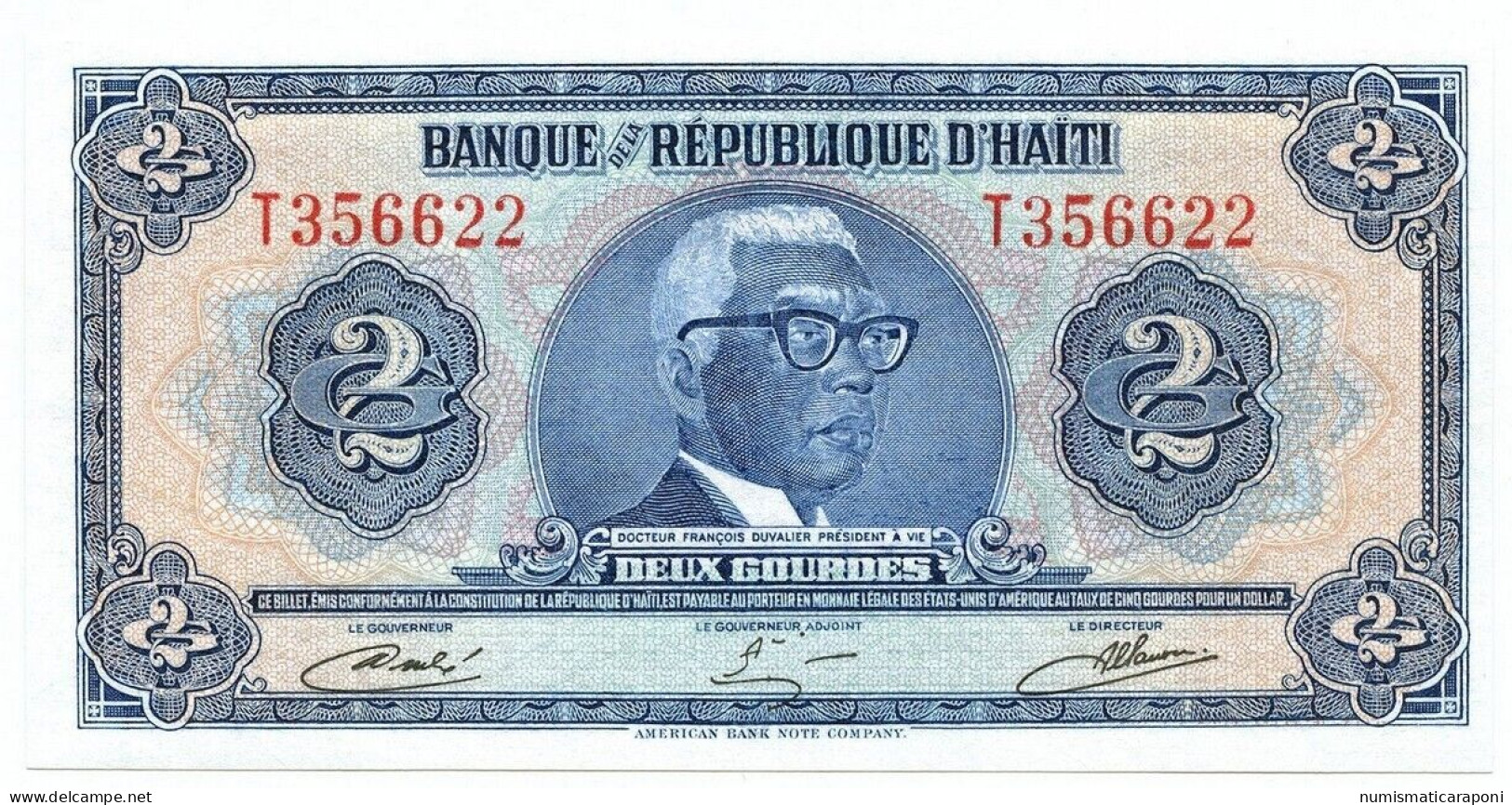 HAITI 2 GOURDES BANQUE NATIONALE DE LA RÉPUBLIQUE D’HAITI 1973 FDS Lotto 577 - Haïti