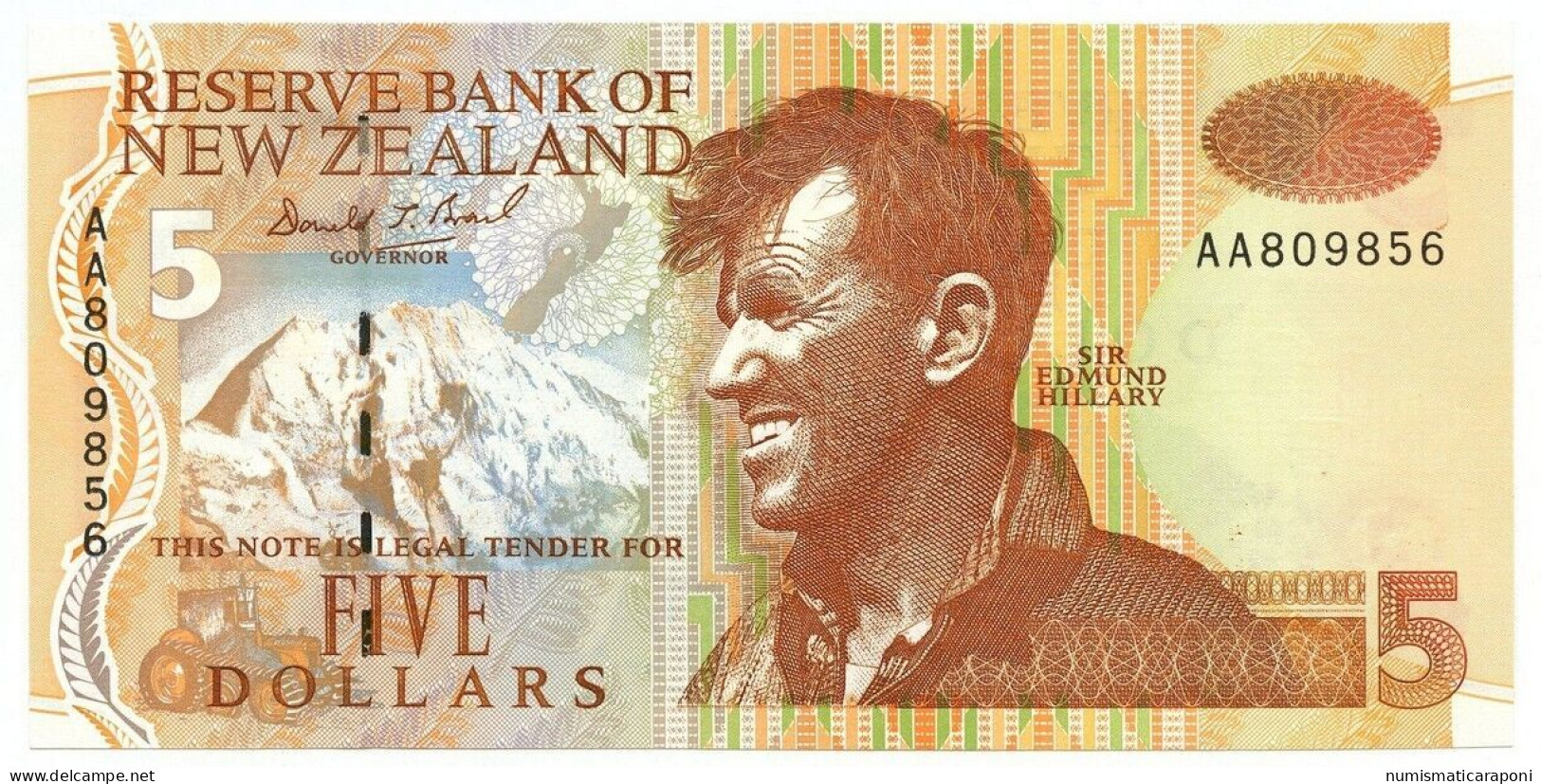 Nuova Zelanda NEW ZEALAND 5 Dollars 1992 Sir Hillary Fds AA  LOTTO 575 - New Zealand