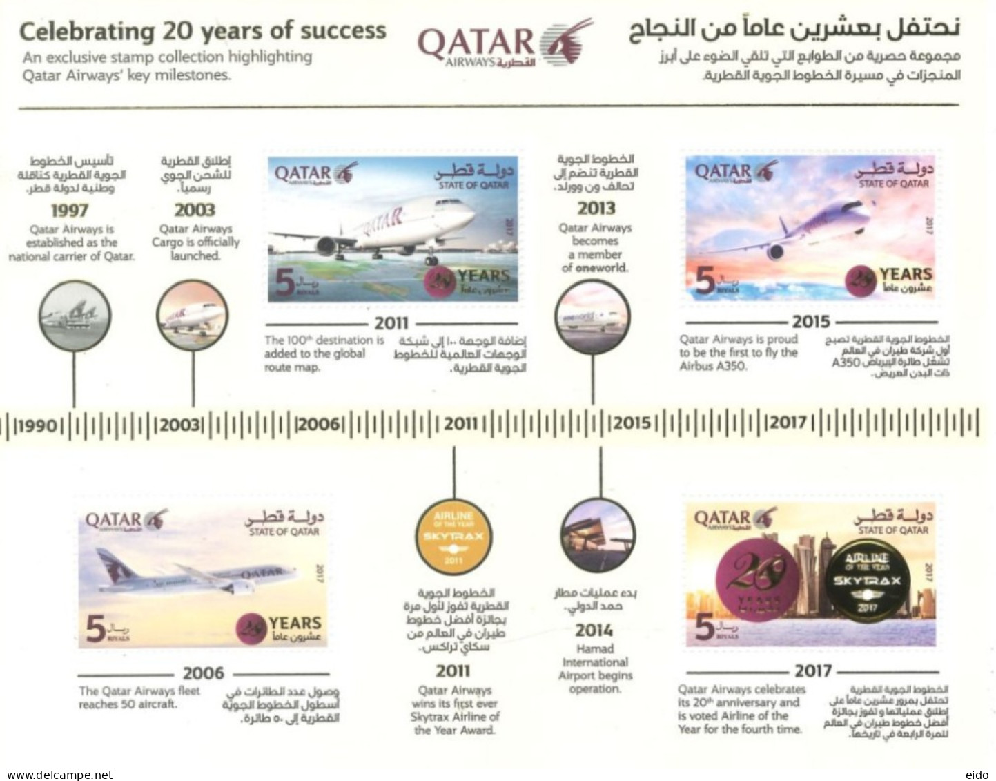 QATAR  - 2017  MINIATURE STAMPS SHEET CELEBRATING 20YEARS OF SUCCESS, UMM (**). - Qatar